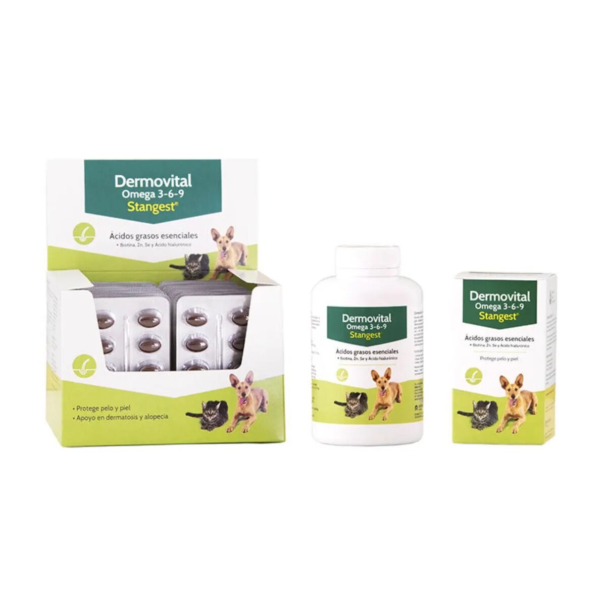 Stangest Dermovital Omega 3-6-9 supliment piele & blană câini comprimate Dermovital Omega 3-6-9 XS-XL supliment piele & blană câini și pisici flacon 300 comprimate