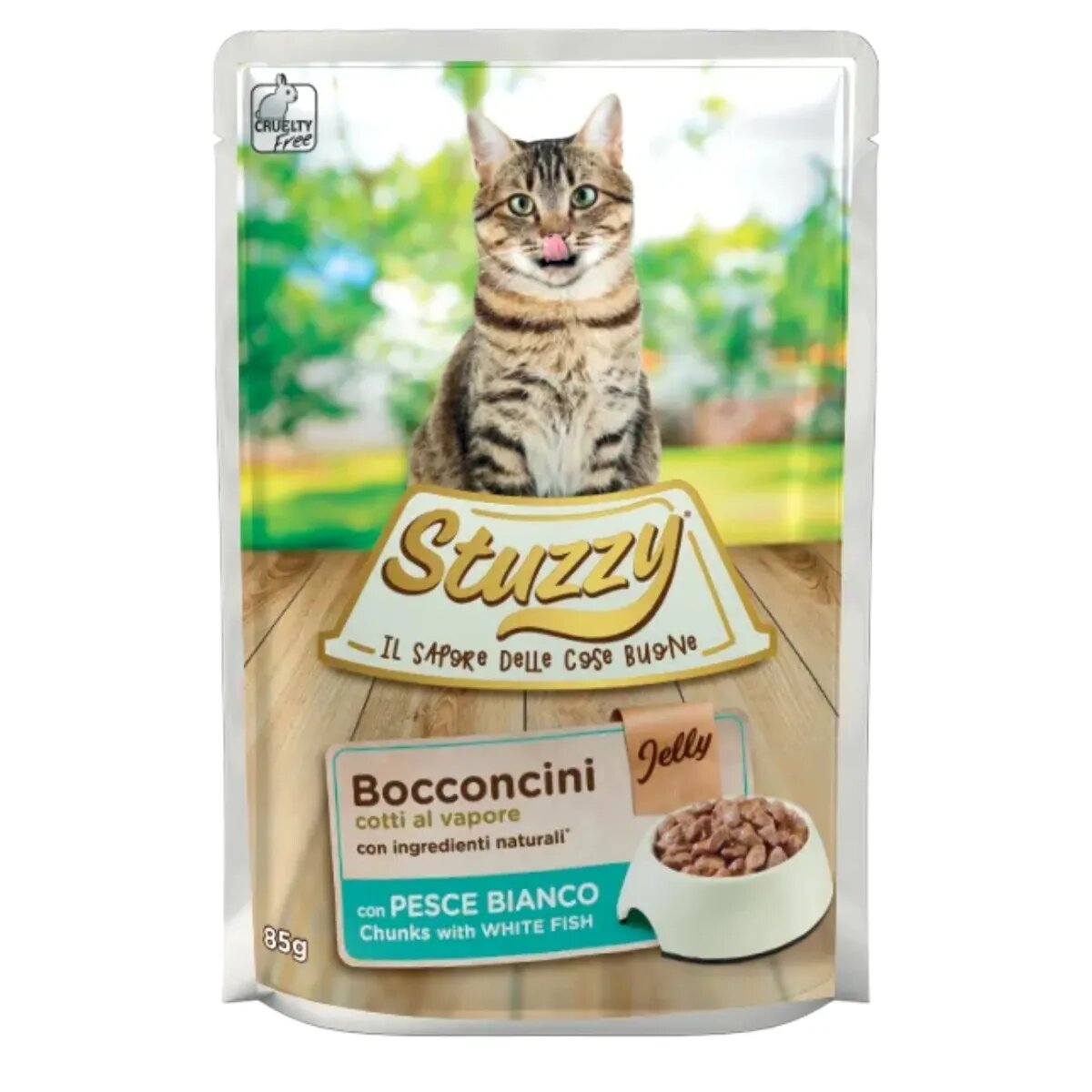 Stuzzy Chunks Pește alb plic hrană umedă pisici (în sos) 85g
