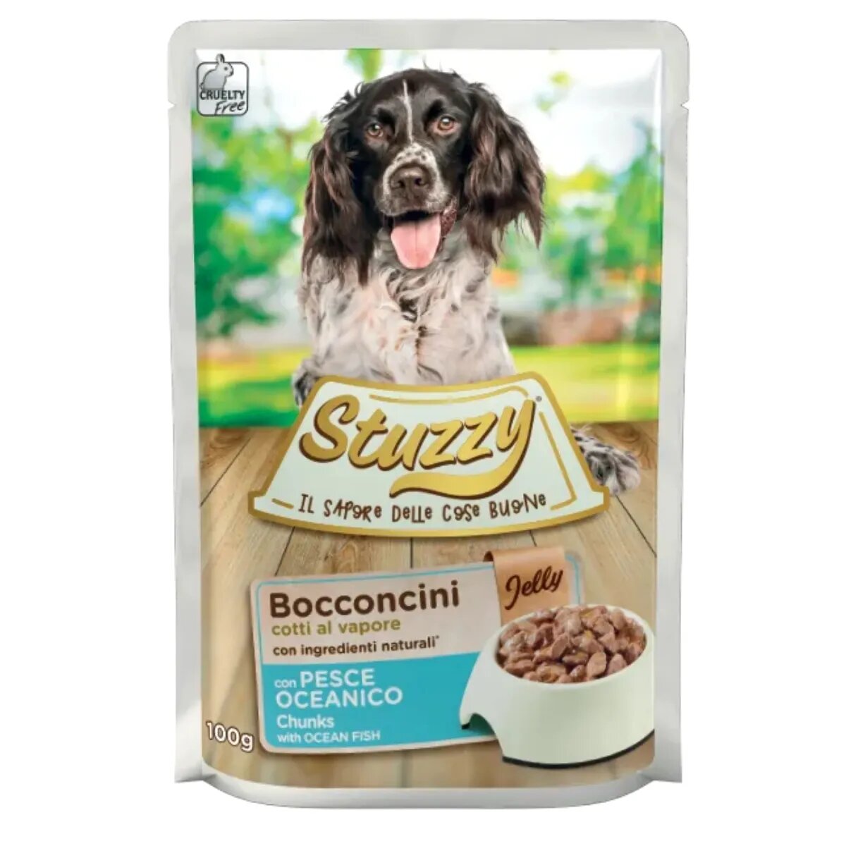 Stuzzy Chunks XS-XL Pește plic hrană umedă câini (în aspic) 100g