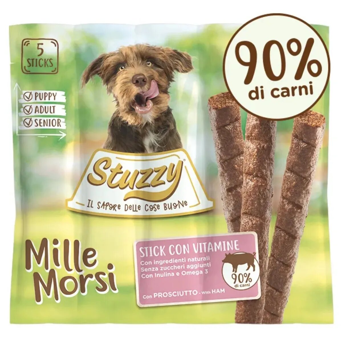 Stuzzy Millemorsi XS-XL Șuncă punguță recompense câini 55g