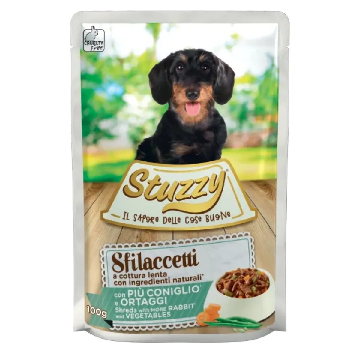 Stuzzy Shreds XS-XL Iepure și Legume plic hrană umedă câini (în suc propriu) 100g
