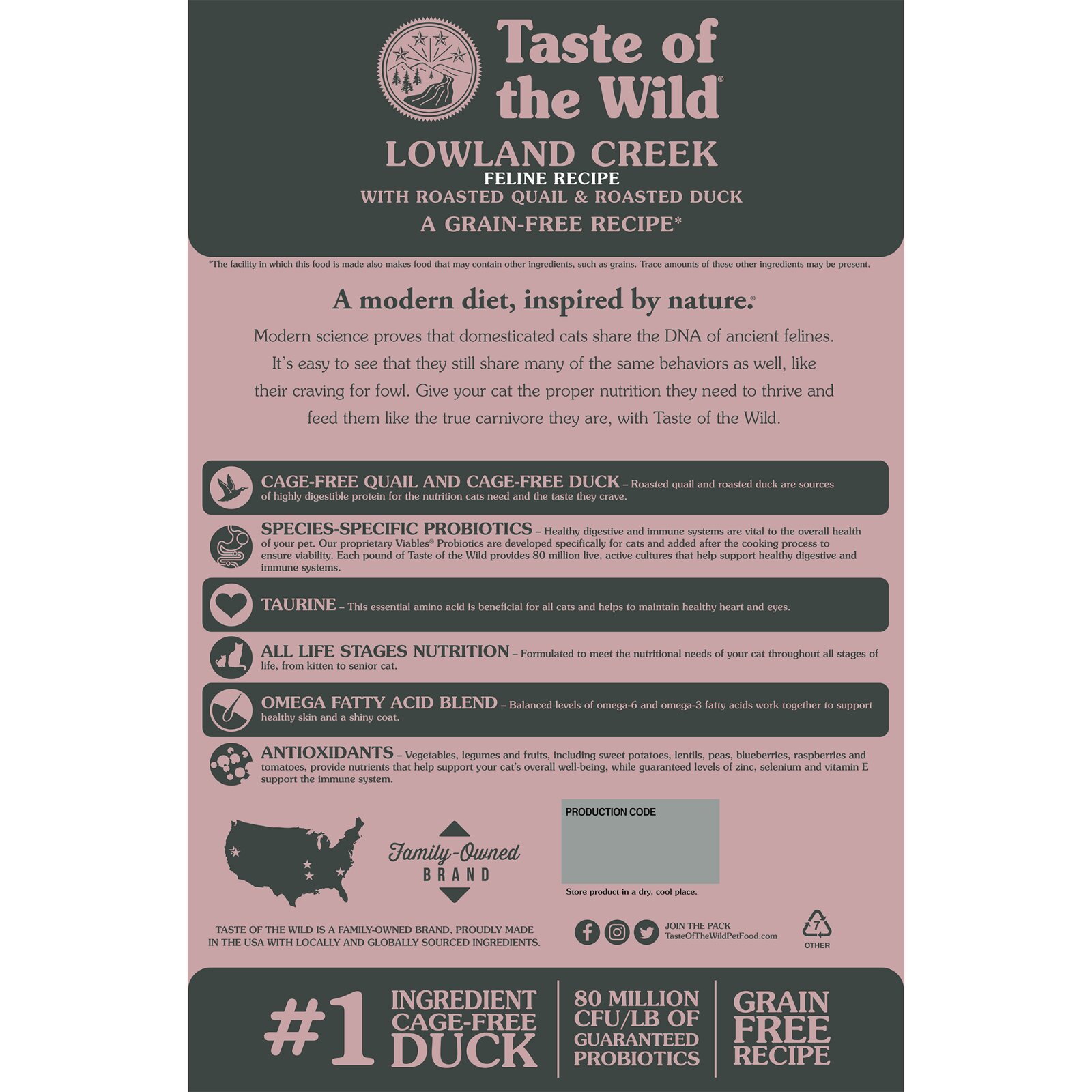 Taste Of The Wild Lowland Creek Prepeliță și Rată hrană uscată fără cereale pisici 2kg