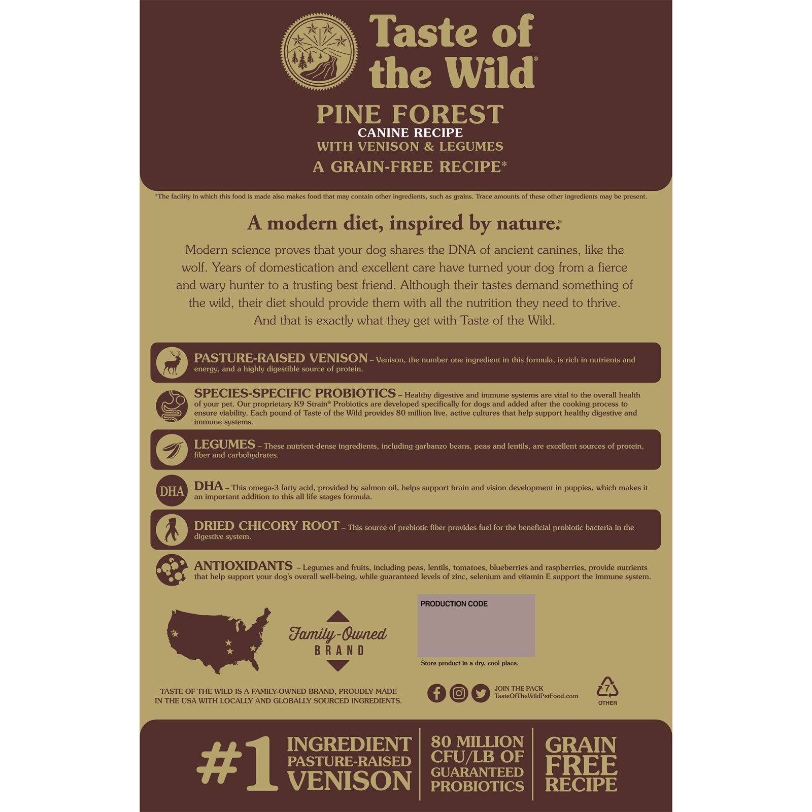 Taste Of The Wild Pine Forest Vânat și Miel hrană uscată fără cereale câini 12.2kg