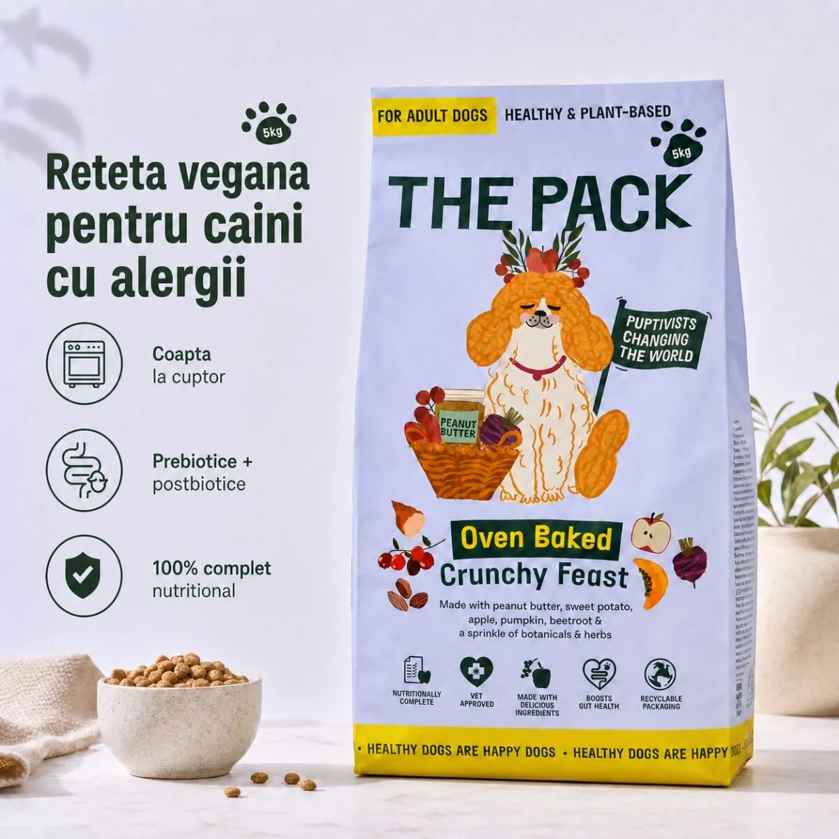 THE PACK Oven Baked Crunchy Feast XS-XL Legume și Fructe hrană uscată câini 5kg
