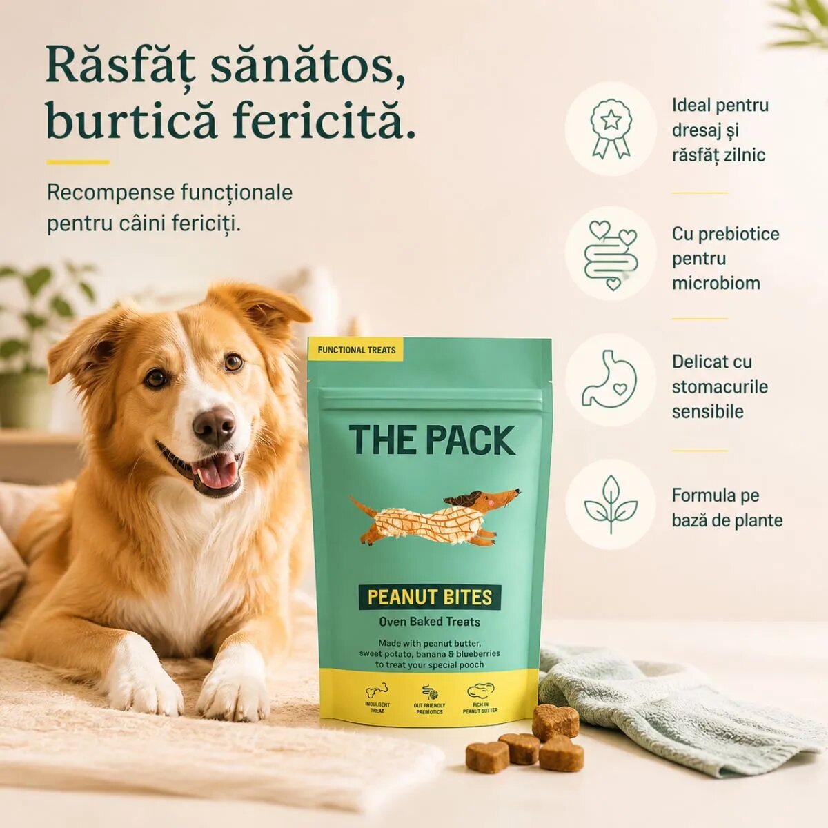 THE PACK Peanut Bites XS-XL Unt de Arahide punguță recompense câini 100g