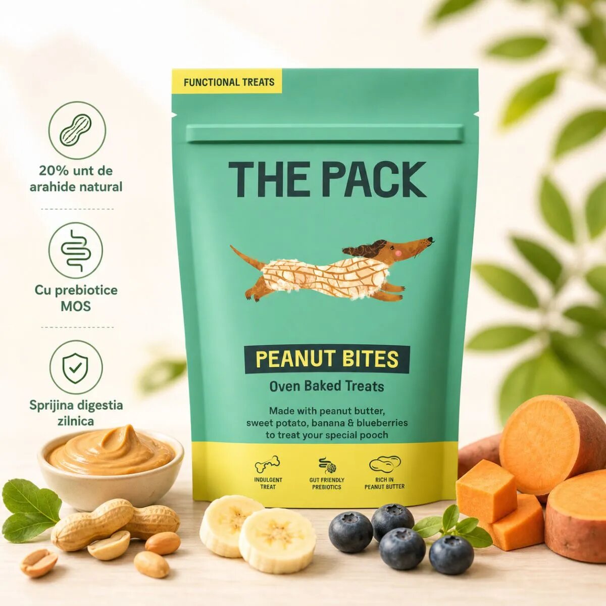 THE PACK Peanut Bites XS-XL Unt de Arahide punguță recompense câini 100g