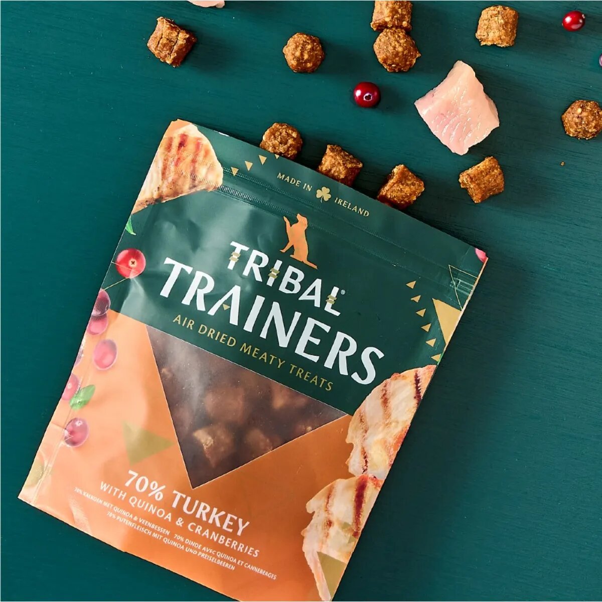 TRIBAL Trainers XS-XL Curcan și Merișoare punguță recompense fără cereale câini 80g