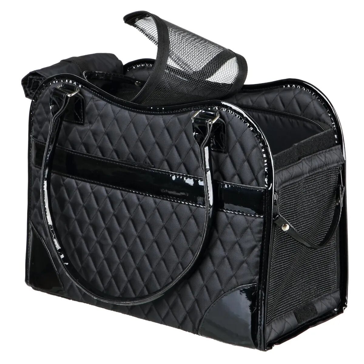 Trixie Amina geantă transport câini și pisici XS(max. 5kg) piele artificială deschidere frontală&superioară cu buzunare negru 18 x 29 x 37 cm