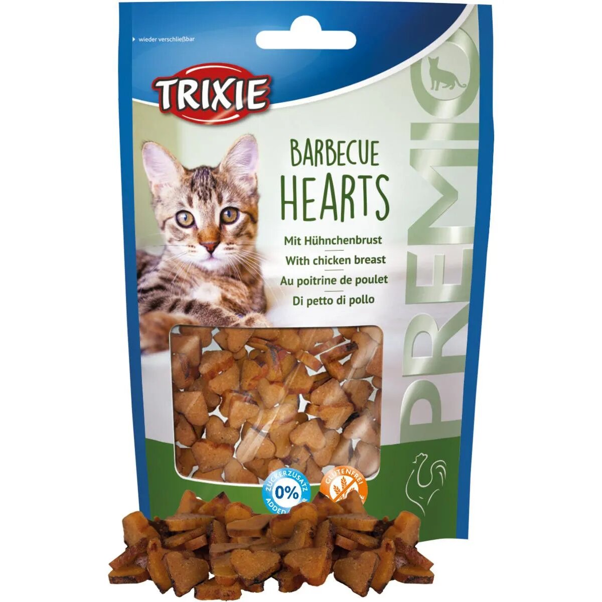 Trixie Barbecue Hearts Pui punguță recompense fără cereale pisici 50g