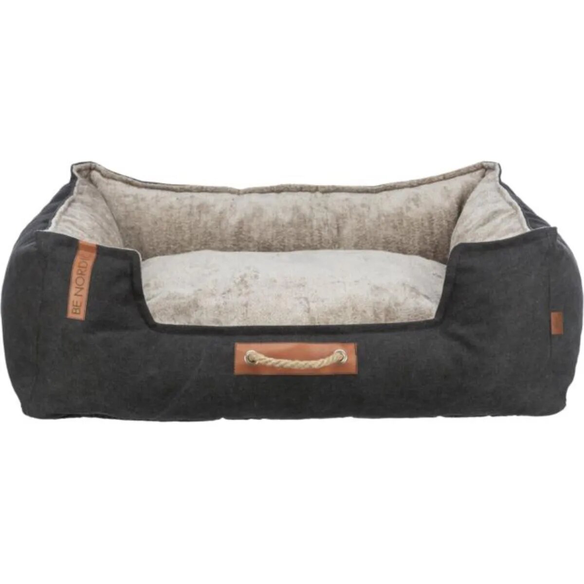 Trixie Be Nordic pat dreptunghiular câini bumbac husă detașabilă antiderapant negru 60x50cm