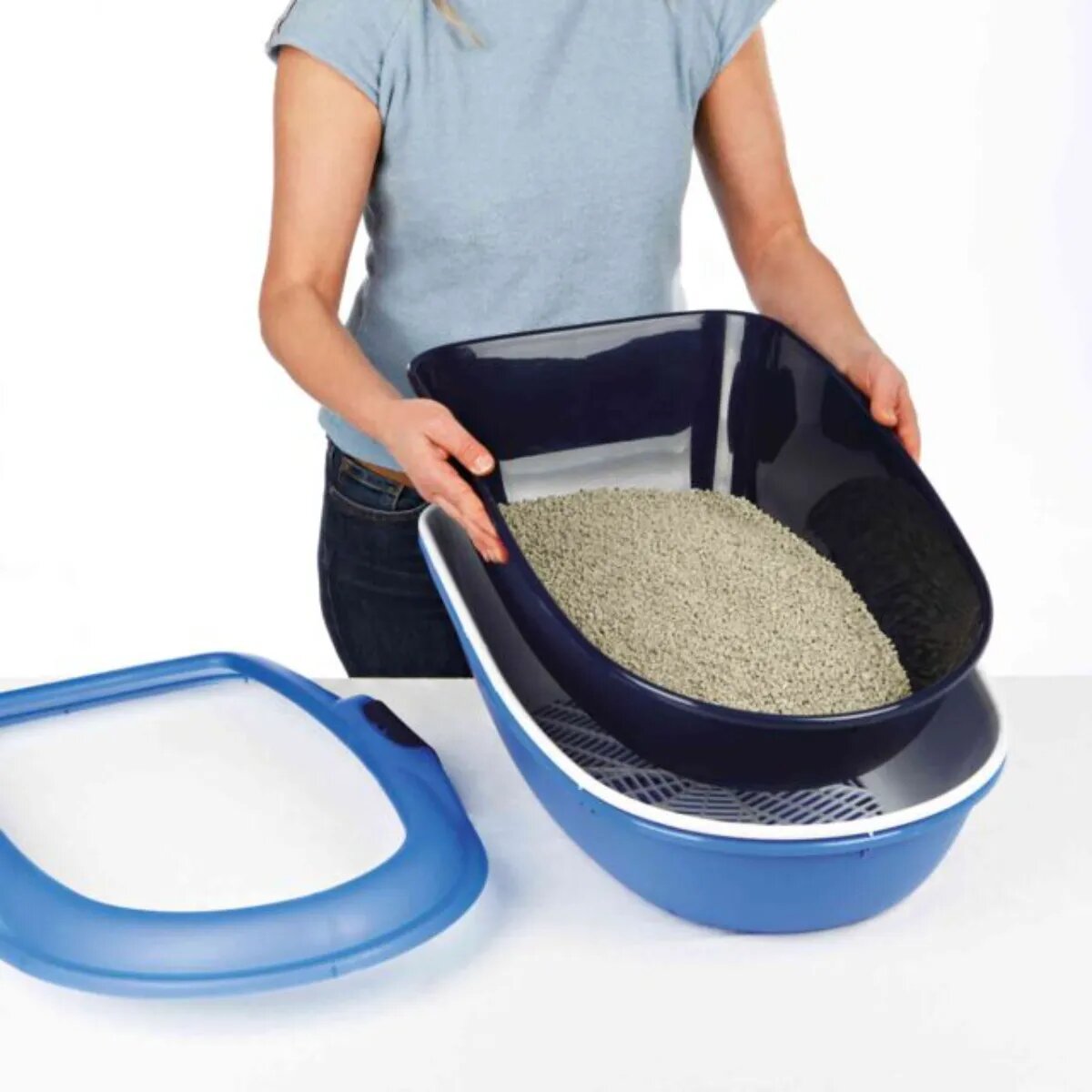 Trixie Berto Threepart litieră pisici cu ramă cu sită gri 39x22x59 cm