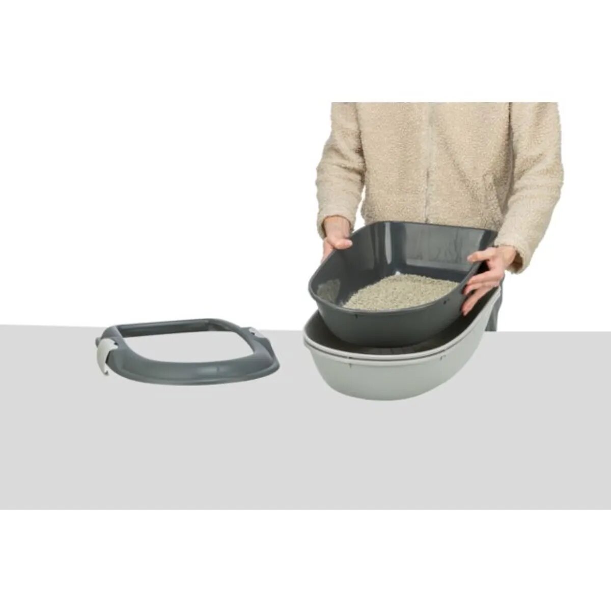 Trixie Berto Threepart litieră pisici cu ramă cu sită gri 39x22x59 cm
