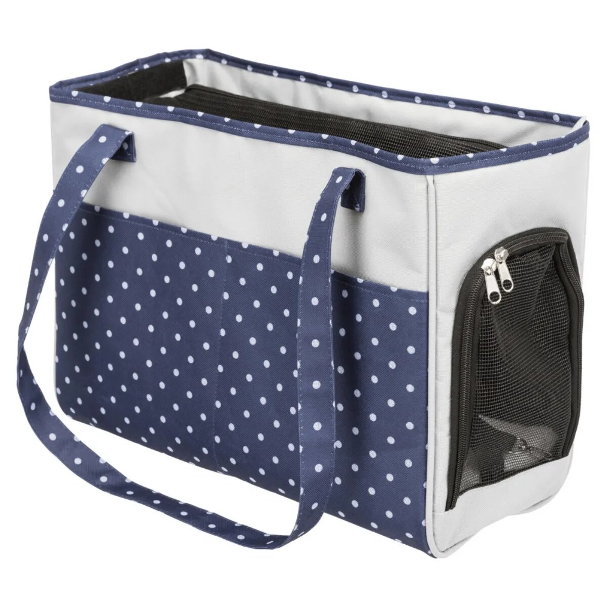 Trixie Bonny geantă transport câini și pisici XS(max. 5kg) poliester deschidere laterală&superioară cu buzunare albastru și gri 20 x 29 x 40 cm