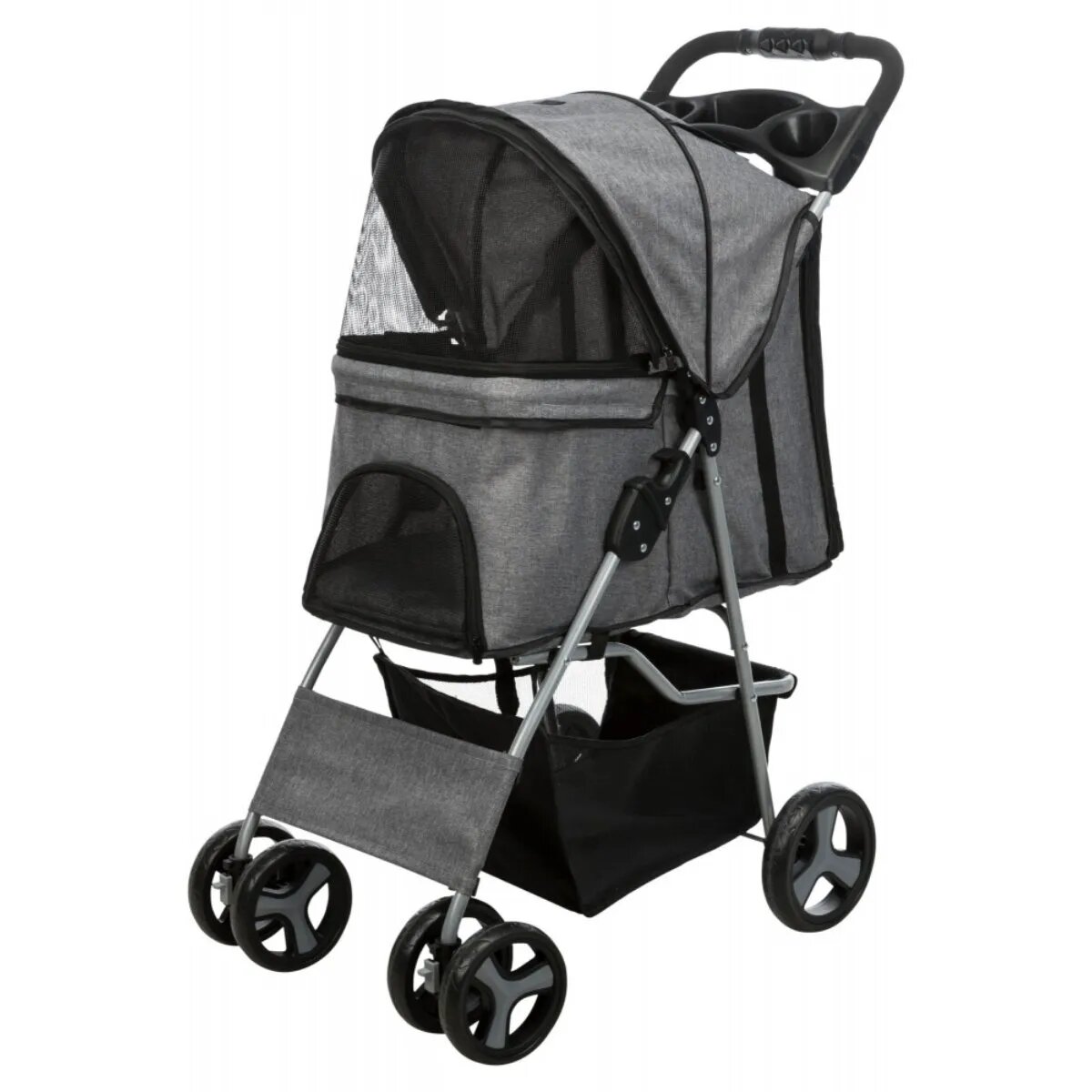 Trixie Bugggy stroller câini și pisici XS-M(max. 15kg) poliester deschidere frontală cu rotile cu buzunare verde și gri 47 x 100 x 80 cm