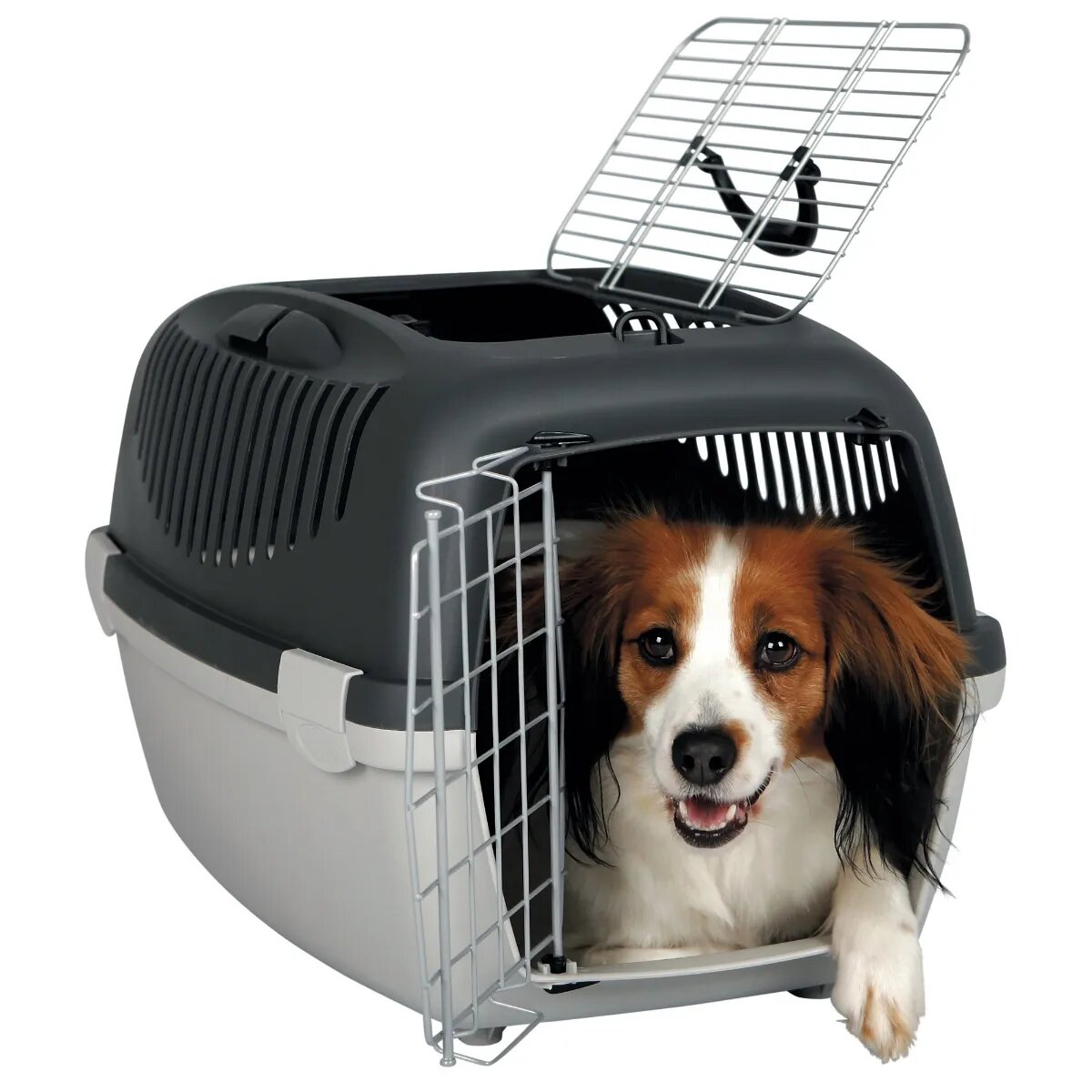 Trixie Capri 3 cușcă transport câini și pisici XS-S(max. 12kg) plastic deschidere frontală&superioară gri 40 x 38 x 61 cm