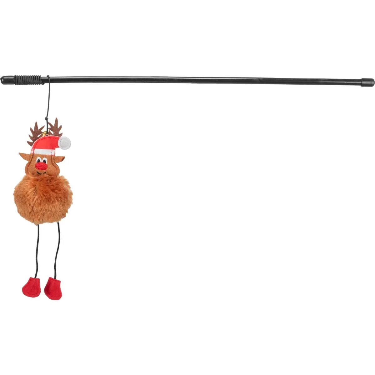 Trixie Christmas Ren cu Clopotel jucărie undiță pisici cu sunet poliester maro și roșu 45cm