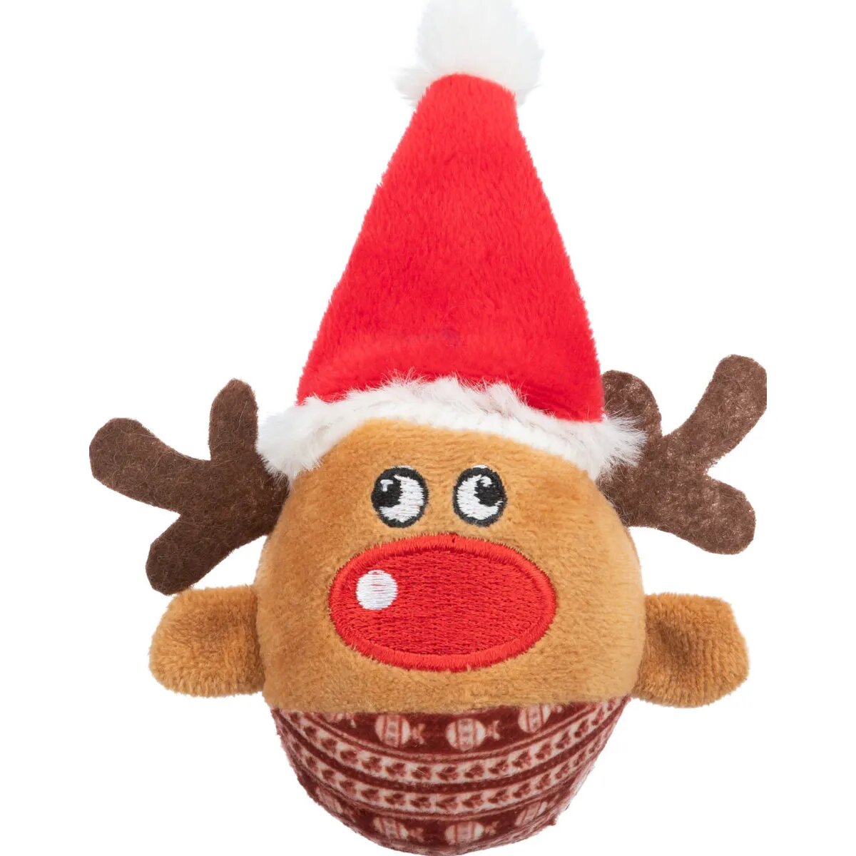 Trixie Christmas Ren cu Zornaitoare jucărie de pluș pisici cu sunet pluș maro și roșu 12cm