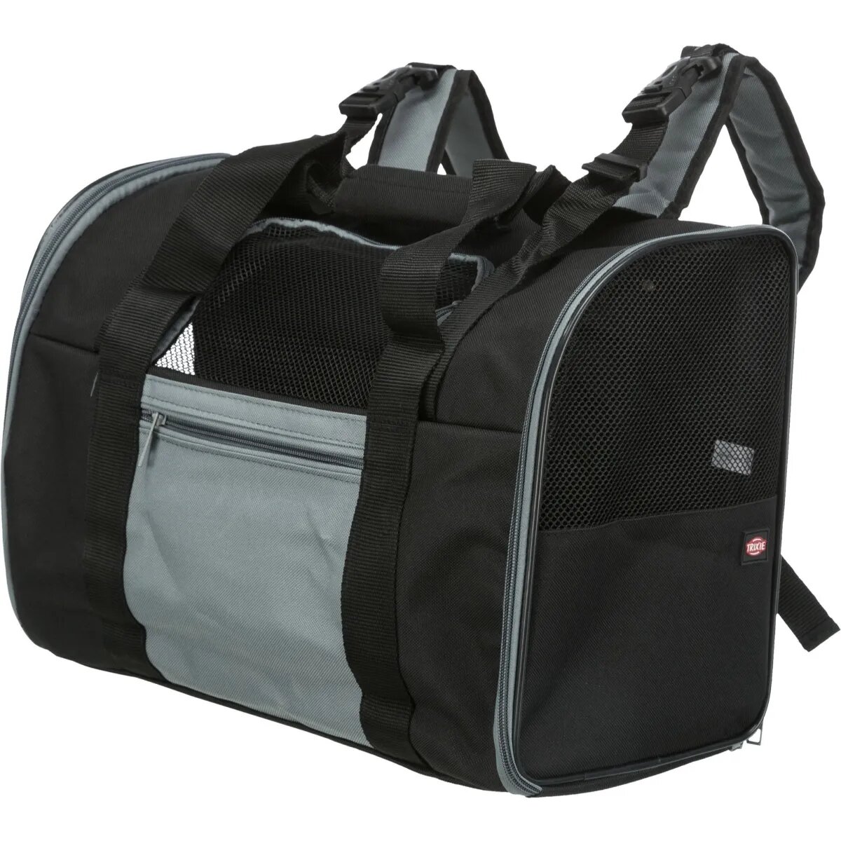 Trixie Connor rucsac transport câini și pisici XS-S(max. 8kg) nylon deschidere laterală cu curea de umăr negru și gri 42 x 30 x 21 cm