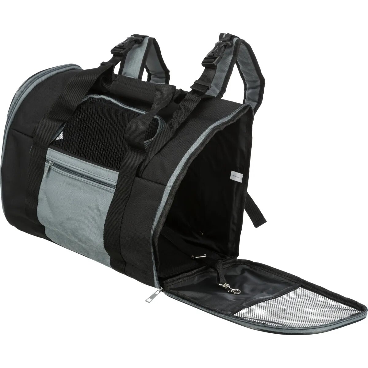 Trixie Connor rucsac transport câini și pisici XS-S(max. 8kg) nylon deschidere laterală cu curea de umăr negru și gri 42 x 30 x 21 cm