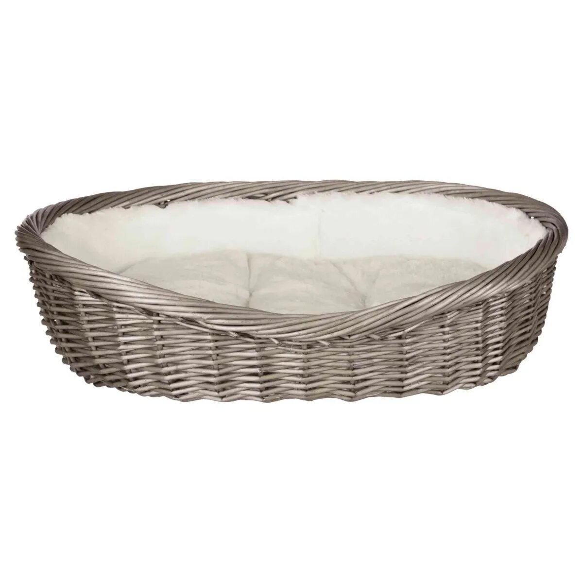 Trixie coș rotund câini și pisici răchită gri Culcuș din Nuiele Căptușit cu Blăniță coș rotund câini S-M răchită gri ⌀ 70 cm