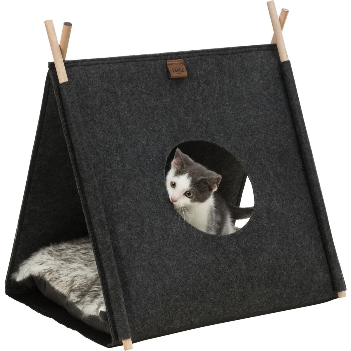 Trixie Elfie căsuța pisici poliester husă detașabilă pernă reversibilă negru și gri 46x52x50cm