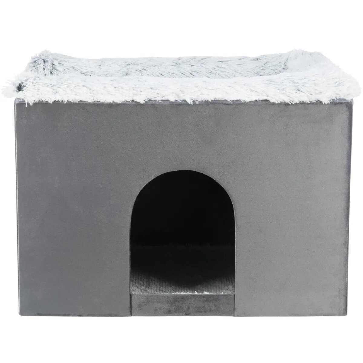 Trixie Harvey căsuța asimetric câini L-XL poliester pliabil pernă reversibilă gri și alb 119 x 47 x 50 cm