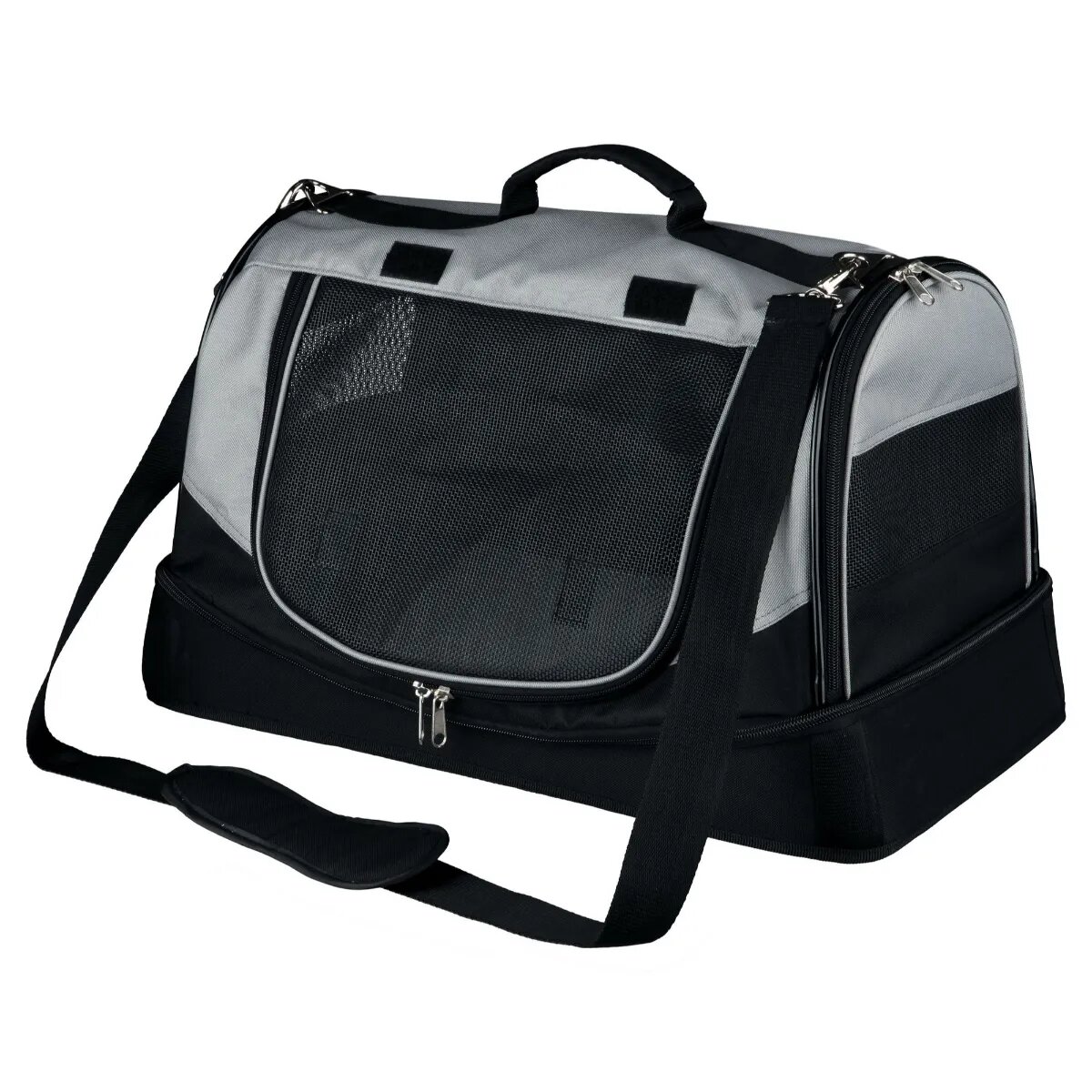 Trixie Holly geantă transport câini și pisici XS-M(max. 15kg) poliester deschidere frontală&laterală cu buzunare negru și gri 30 x 30 x 50 cm