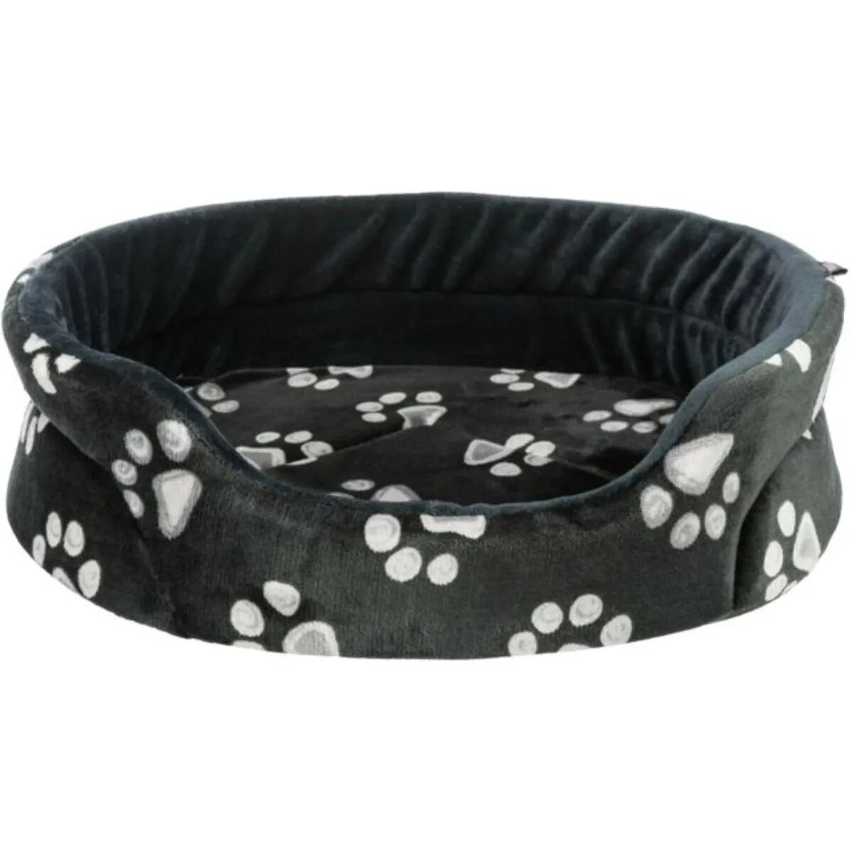 Trixie Jimmy pat rotund câini pluș imprimeu lăbuțe antiderapant negru 65x55cm