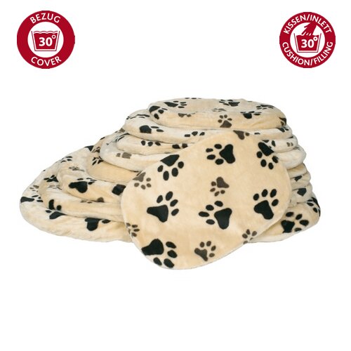 Trixie Joey saltea ovală câini pluș imprimeu lăbuțe bej 54x35cm
