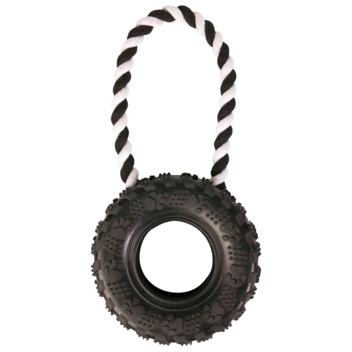 Trixie jucărie anvelopă cu sfoară câini cauciuc 15cm x 32cm negru