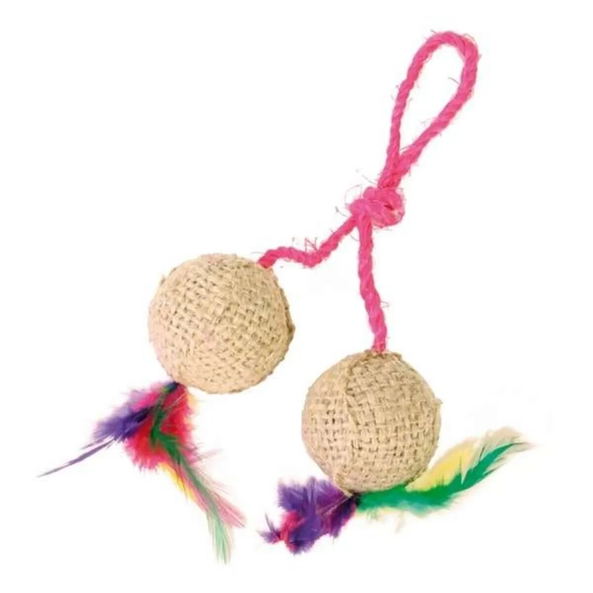 Trixie jucărie cu 2 mingi pisici sisal multicolor 4.5cm