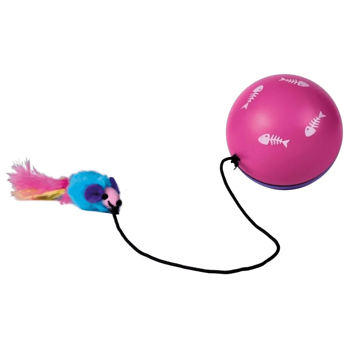 Trixie jucărie minge cu motoraș și șoricel pisici plastic multicolor 9cm