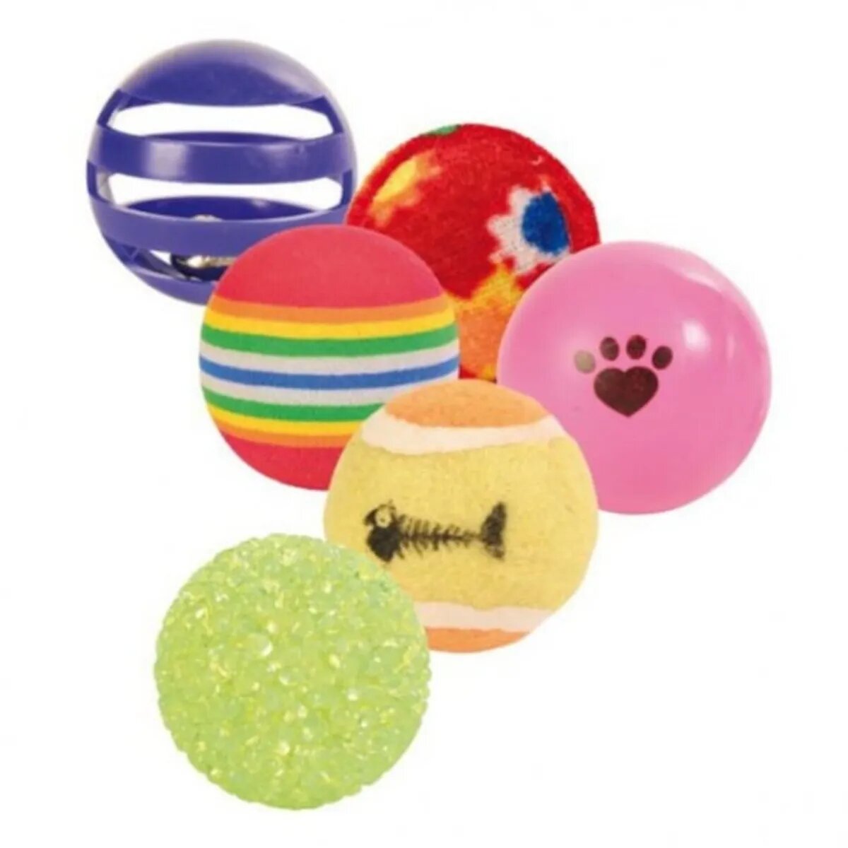 Trixie jucărie minge diverse pisici multicolor 3.5-4cm 6 buc