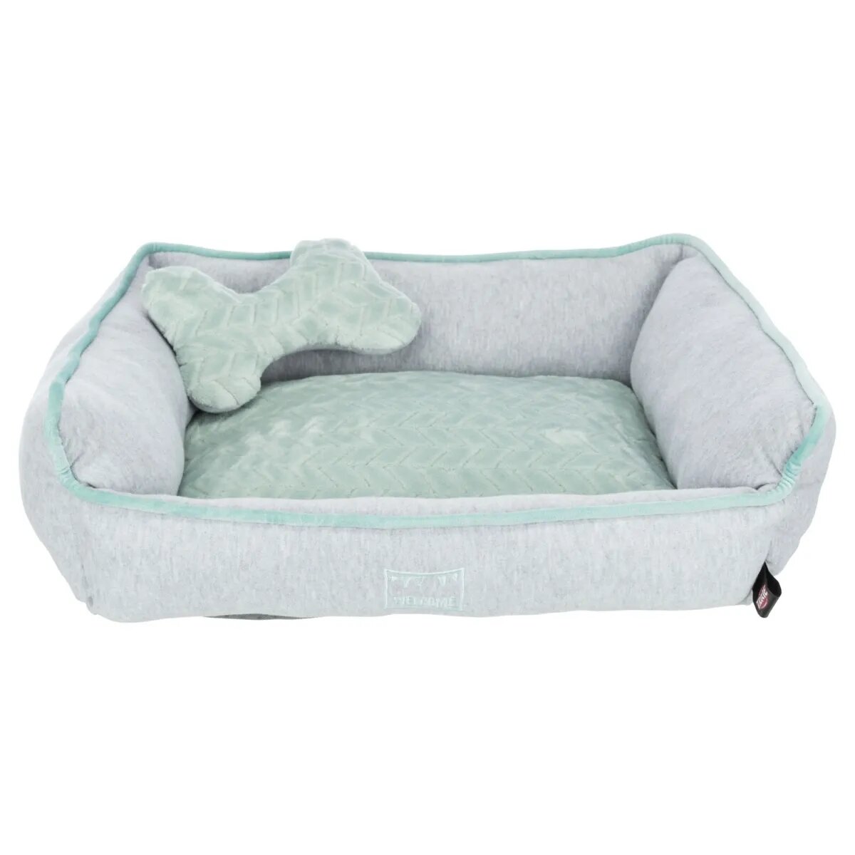 Trixie Junior Culcus pat dreptunghiular câini și pisici junior XS poliester antiderapant gri și verde 50 x 40 cm