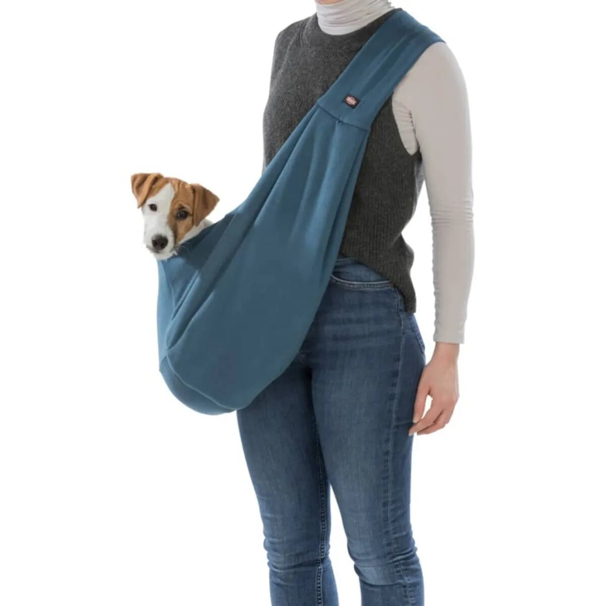 Trixie Junior geantă transport câini XS(max. 5kg) textil deschidere superioară albastru și gri 22 x 20 x 60 cm