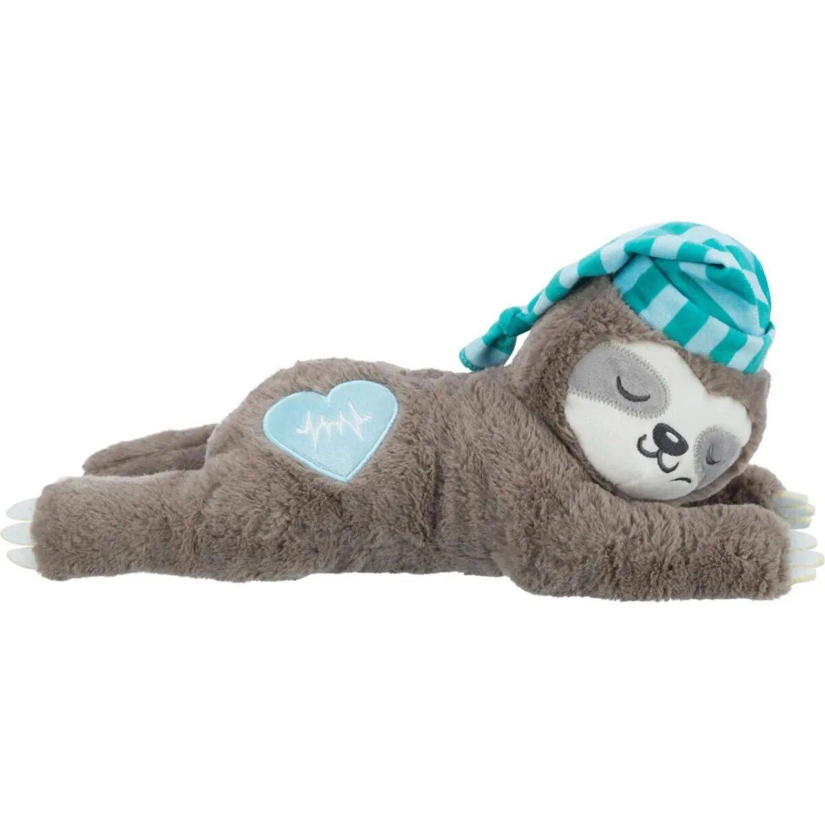 Trixie Leneș cu Simulator de Bătăi de Inimă jucărie interactivă câini junior cu sunet pluș Leneș cu Simulator de Bătăi de Inimă jucărie interactivă câini junior XS-XL cu sunet pluș maro și albastru 34cm