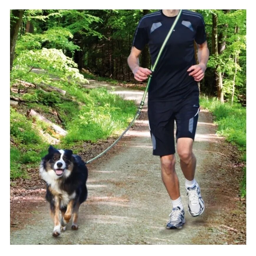 Trixie Lesa Jogging cu Amortizor 133 - 180 Cm x 20 Mm Verde-Negru