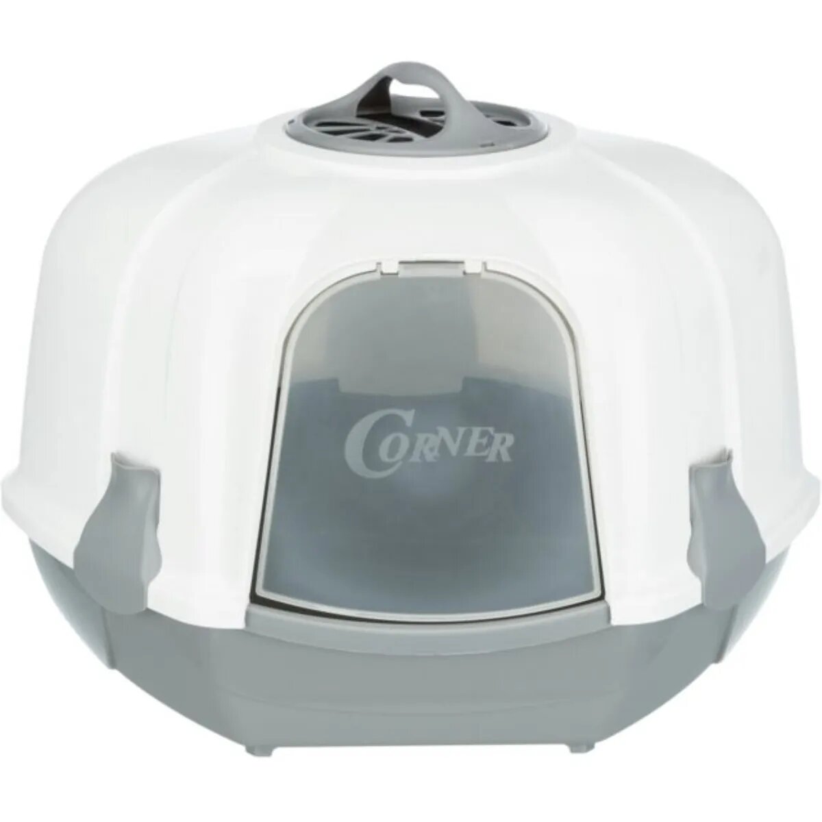 Trixie Maro Corner litieră acoperită pisici cu filtru de colț cu lopățică gri și 60x43x52 cm