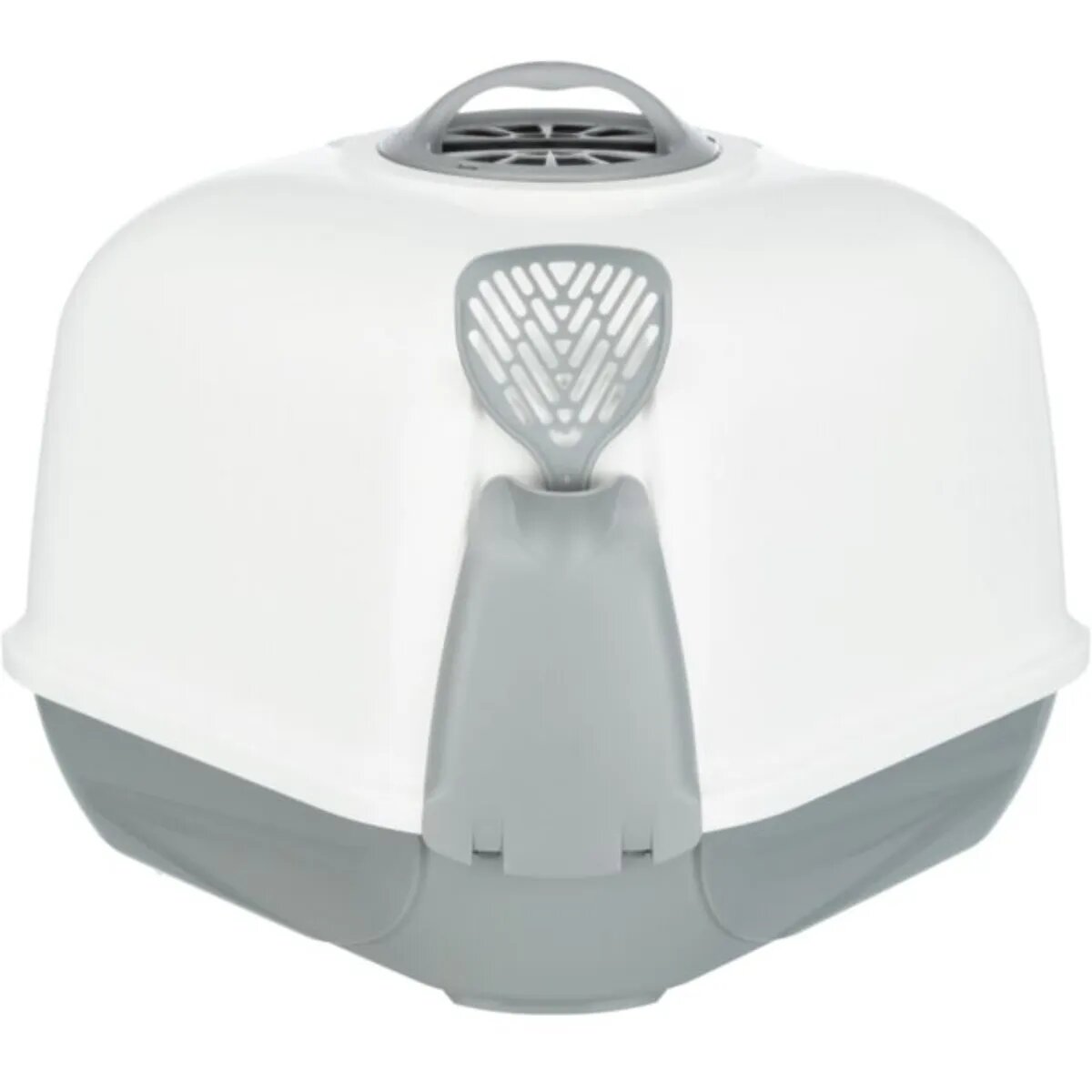 Trixie Maro Corner litieră acoperită pisici cu filtru de colț cu lopățică gri și 60x43x52 cm