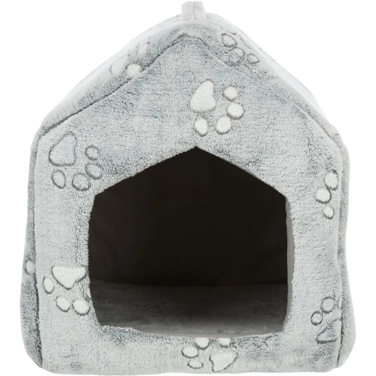Trixie Nando căsuța dreptunghiulară câini și pisici XS fleece imprimeu lăbuțe gri 40 x 45 x 40 cm