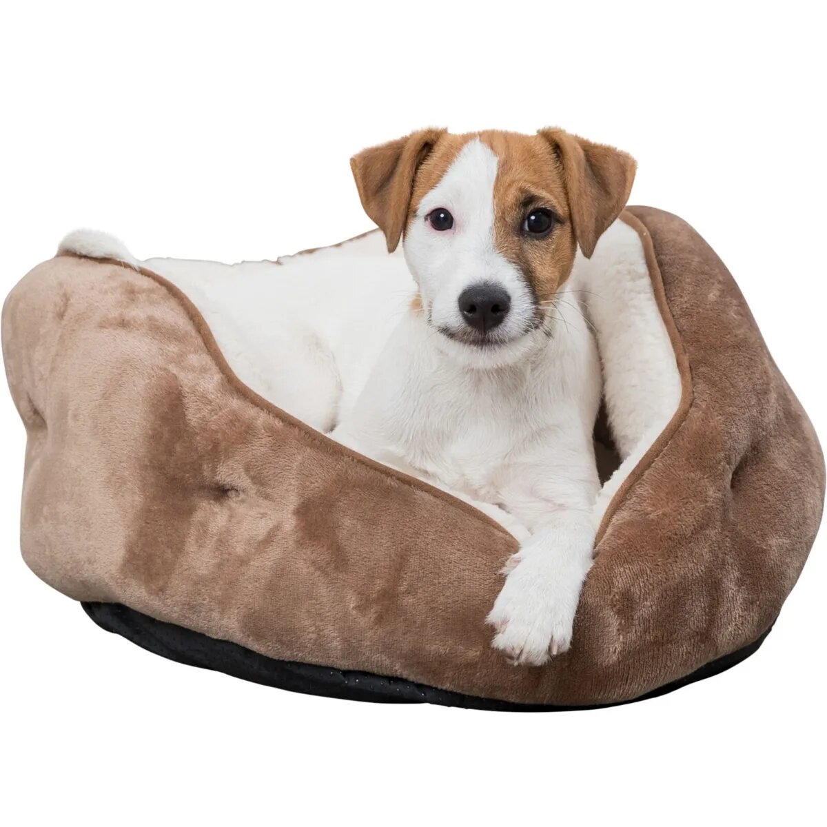 Trixie Othello coș rotundă câini și pisici XS poliester pernă reversibilă maro și bej ⌀ 50 cm