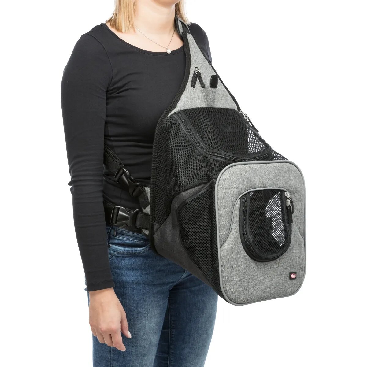 Trixie Savina rucsac transport câini și pisici XS-S(max. 10kg) poliester deschidere frontală&superioară negru și gri 30 x 26 x 33 cm