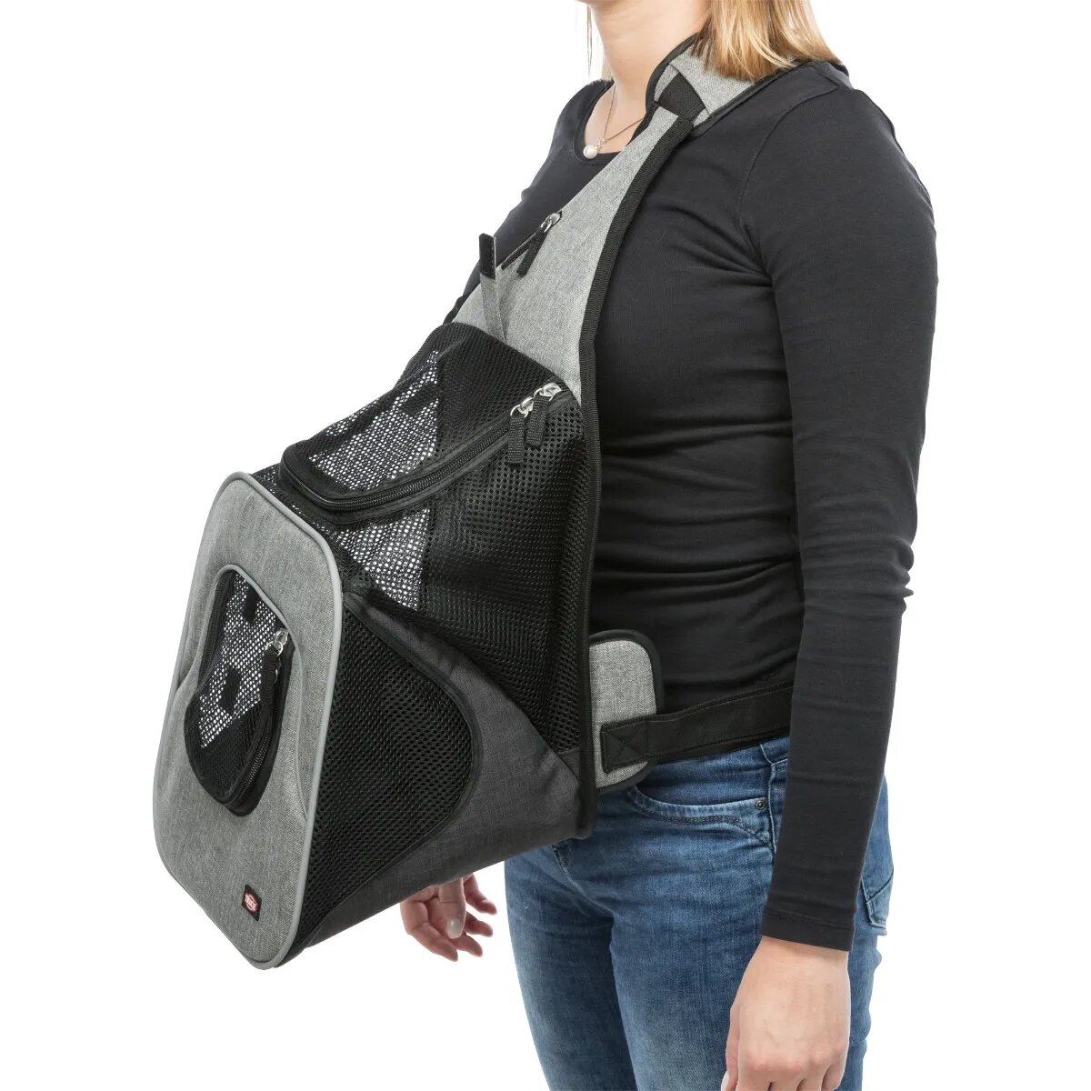 Trixie Savina rucsac transport câini și pisici XS-S(max. 10kg) poliester deschidere frontală&superioară negru și gri 30 x 26 x 33 cm