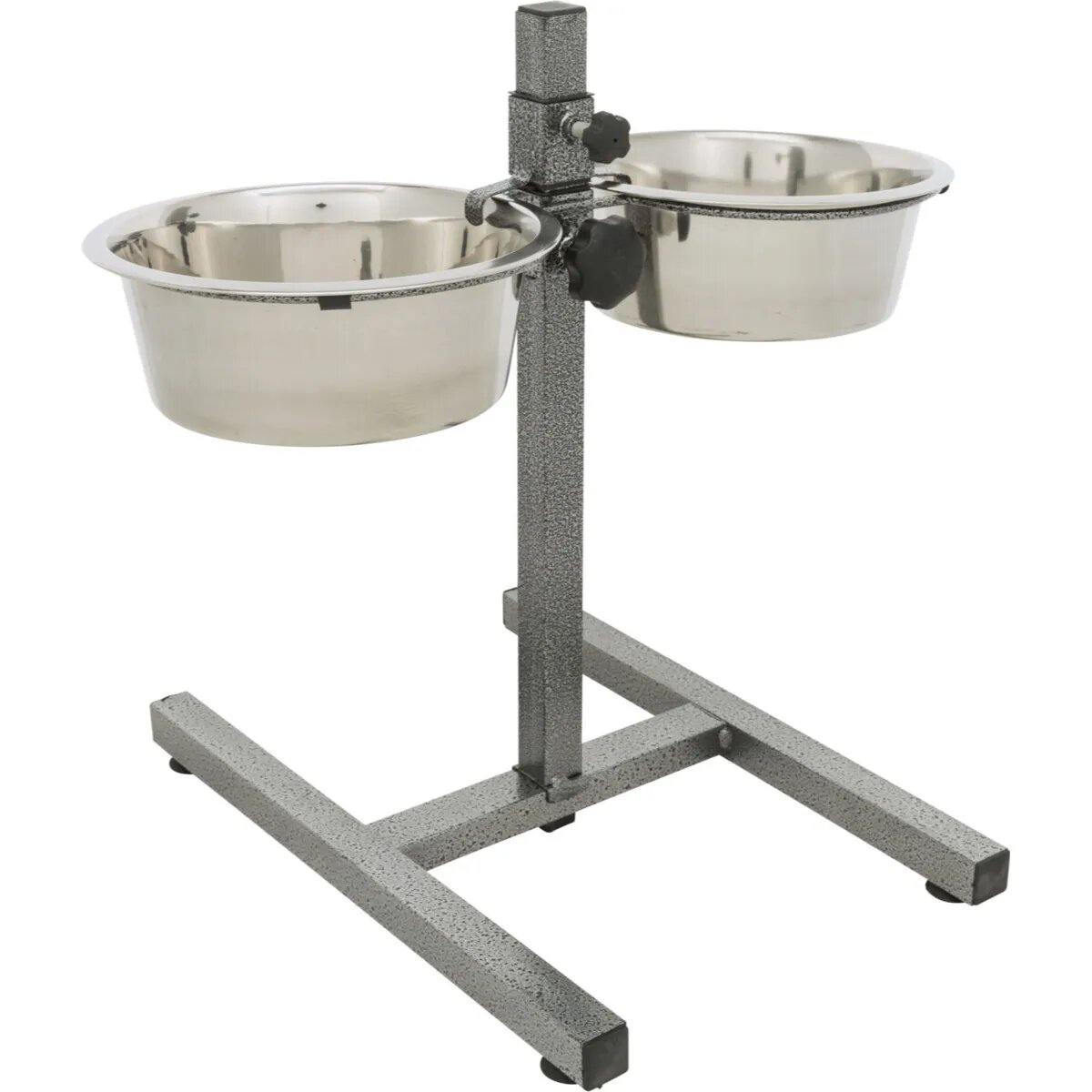 Trixie set suport castroane câini + 2 boluri înalțime reglabilă metal argintiu M-L(1.8l ⌀21cm)