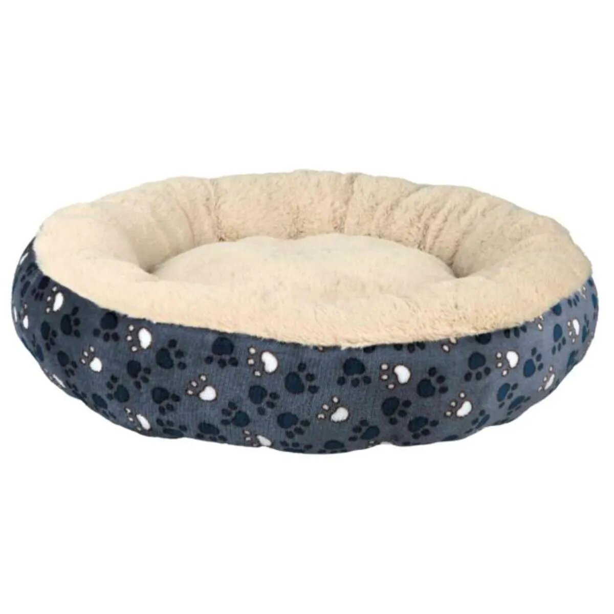 Trixie Tammy pat rotund câini pluș imprimeu lăbuțe albastru și bej 70cm