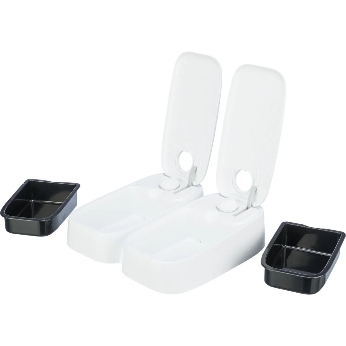Trixie TX2 hrănitor automat câini 2 boluri dreptunghiular programabil plastic alb și negru S-L(0.6l 27x7cm)