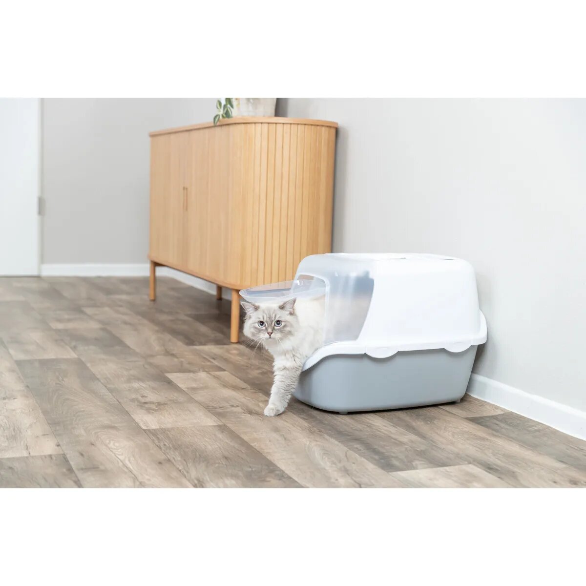 Trixie Vico Open Top litieră acoperită pisici cu filtru cu lopățică alb și gri 40x40x56 cm