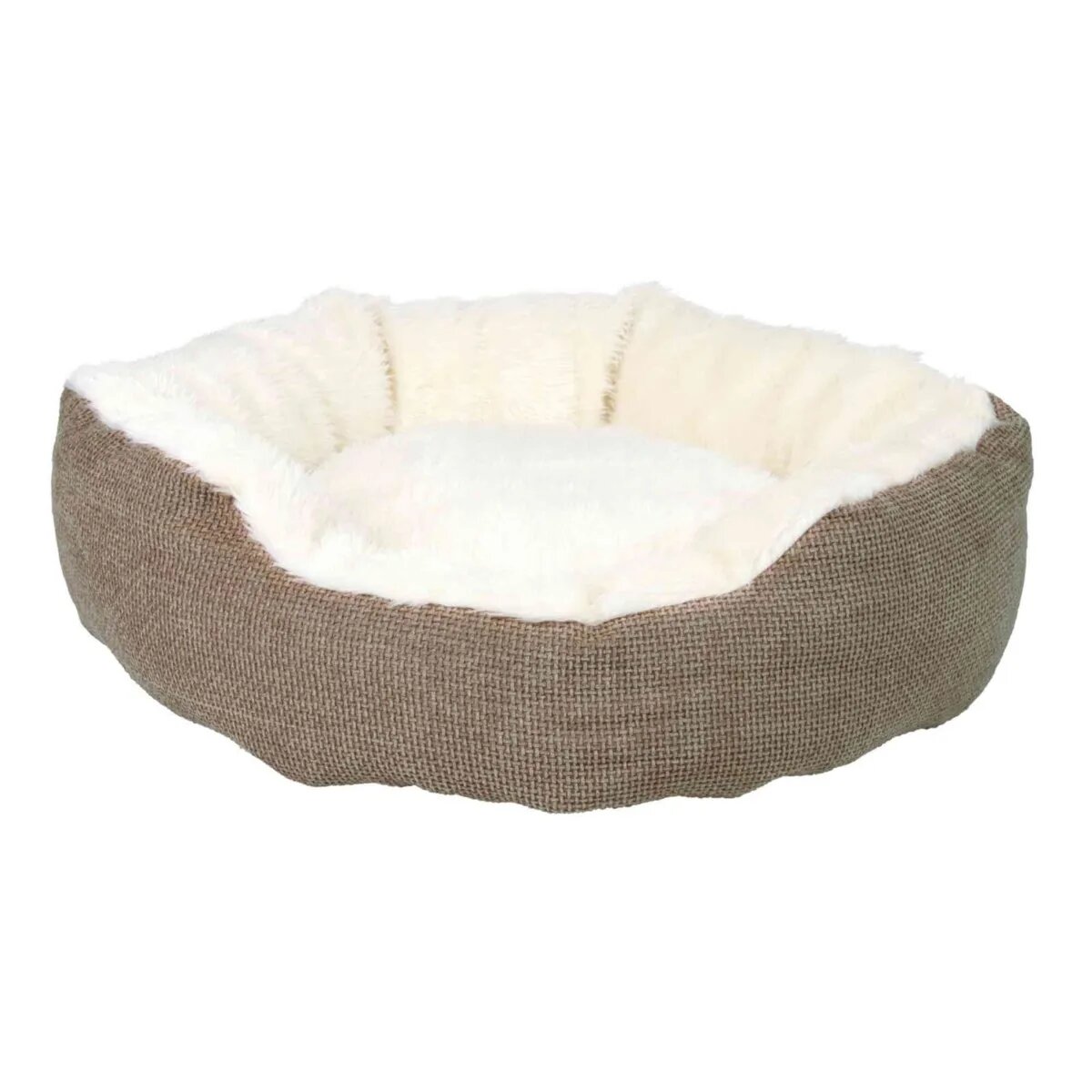 Trixie Yuma coș rotund câini și pisici XS poliester husă detașabilă maro și alb