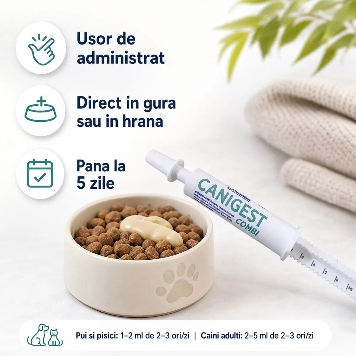 TRM Canigest Combi supliment sistem digestiv & probiotice câini suspensie orală Canigest Combi XS-XL supliment sistem digestiv & probiotice câini și pisici flacon 16ml suspensie orală