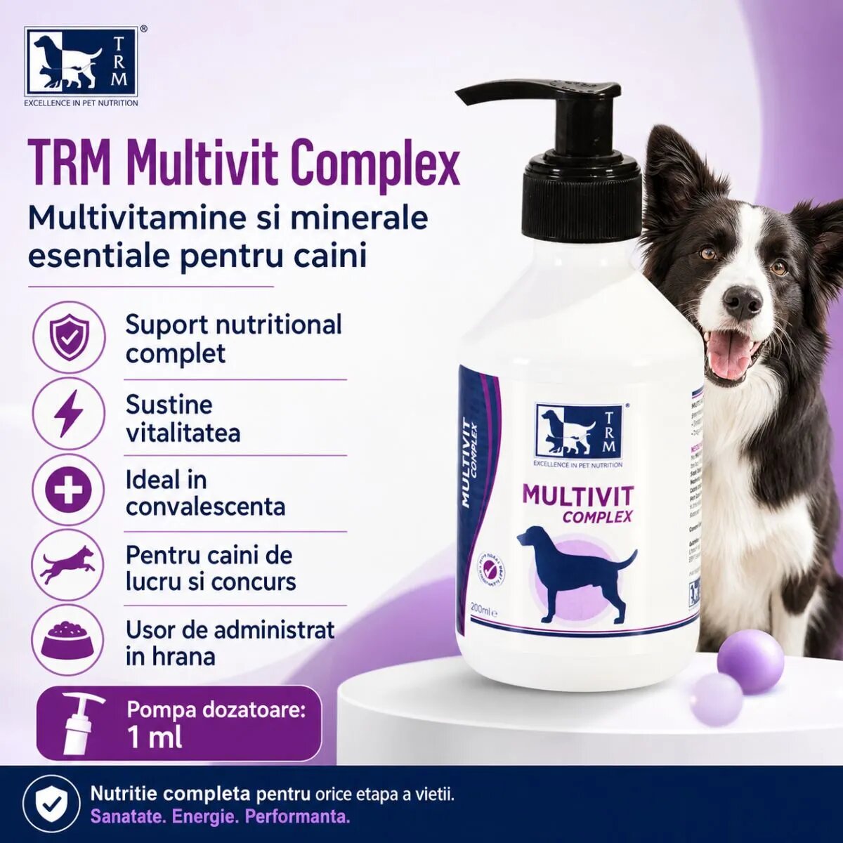 TRM Multivit Complex multivitamine câini suspensie orală Multivit Complex XS-XL multivitamine câini flacon 200ml suspensie orală